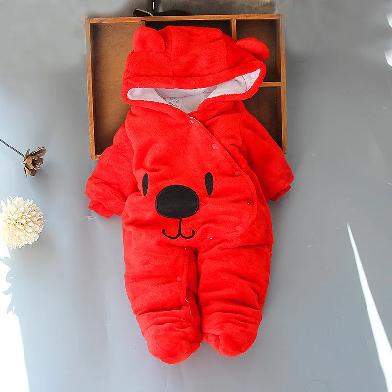 Autumn Winter Baby Boy Rompers Hooded Thick Cotton Newborn Jumpsuit Infant Baby Girl Overalls Toddler New Born Coat