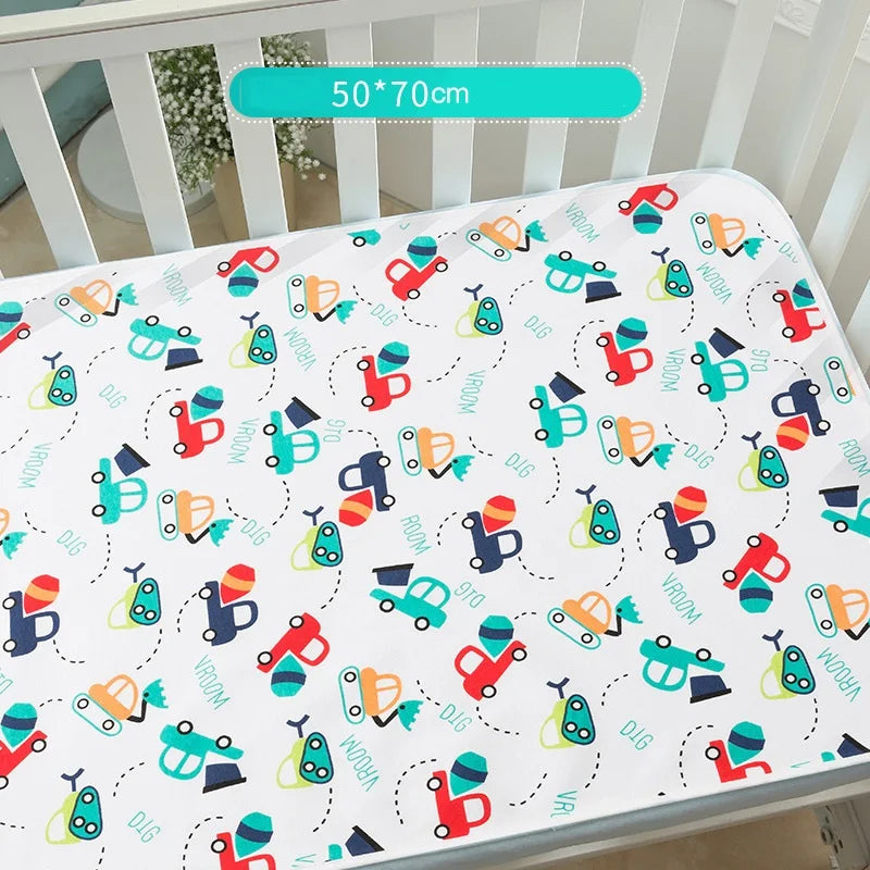 Waterproof baby changing pad cover from I YAN, reusable mattress protector with soft fabric for diaper changes.