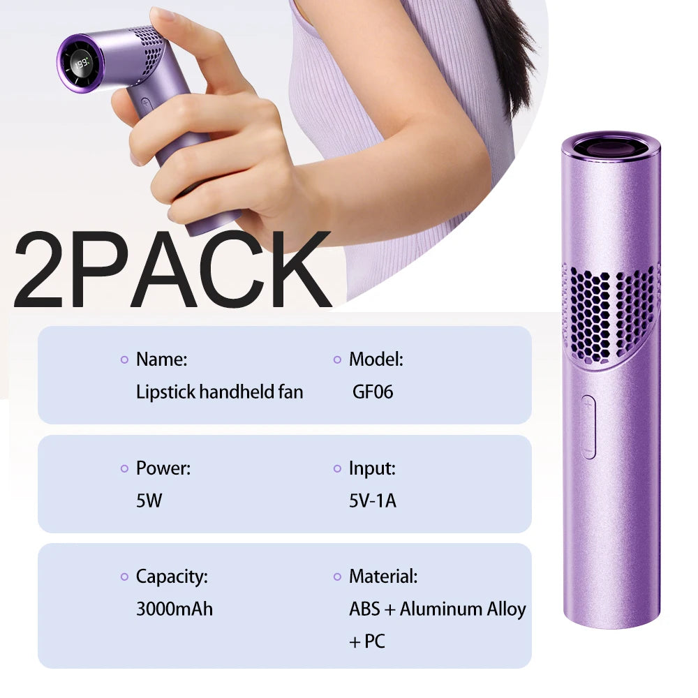 Foldable handheld small fan Outdoor mini high-speed with 199 levels portable USB charging foldable lipstick mini fan