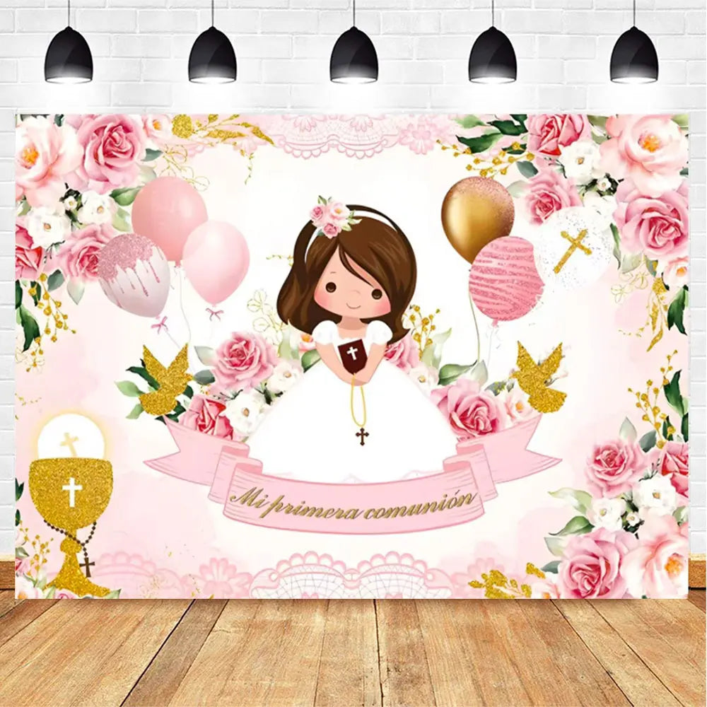 My First Communion Theme God Bless Boy Girls Party Decoration Supplie Grail God Bless Baptism Christening Baby Shower Background