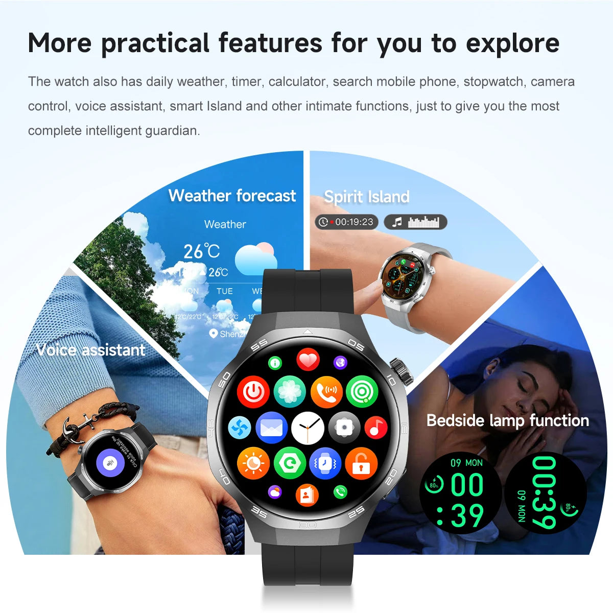 Watch 5 Pro GPS Track Compass Smart Watch Men 360*360 AMOLED Screen NFC BT Call Waterproof Health Monitor Man Smartwatches