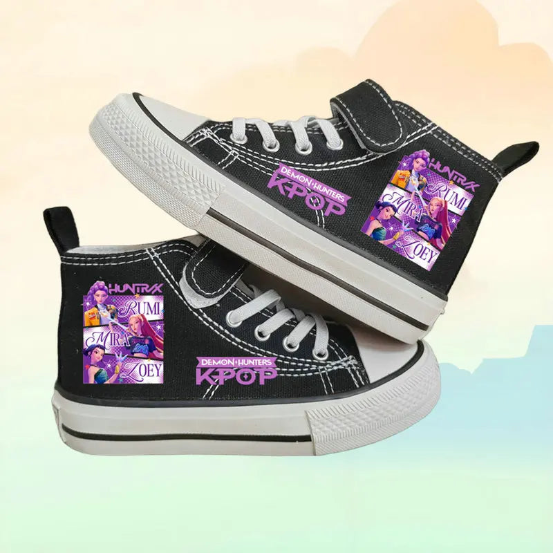 Children Casual Sneakers Girls' High-Top Canvas Shoes KPop Demon Hunters New Student Running Kids basket Shoes Rumi Tennis Shoes
