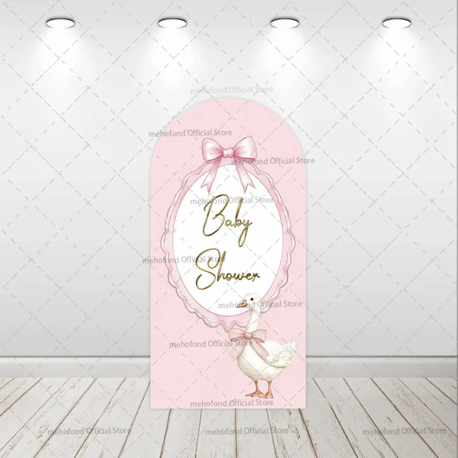 Mehofond Custom 2-Sided One Silly Goose Blue Plaid Kids Birthday Party Baby Shower Cover Chiara Arch Background Decor Backdrop