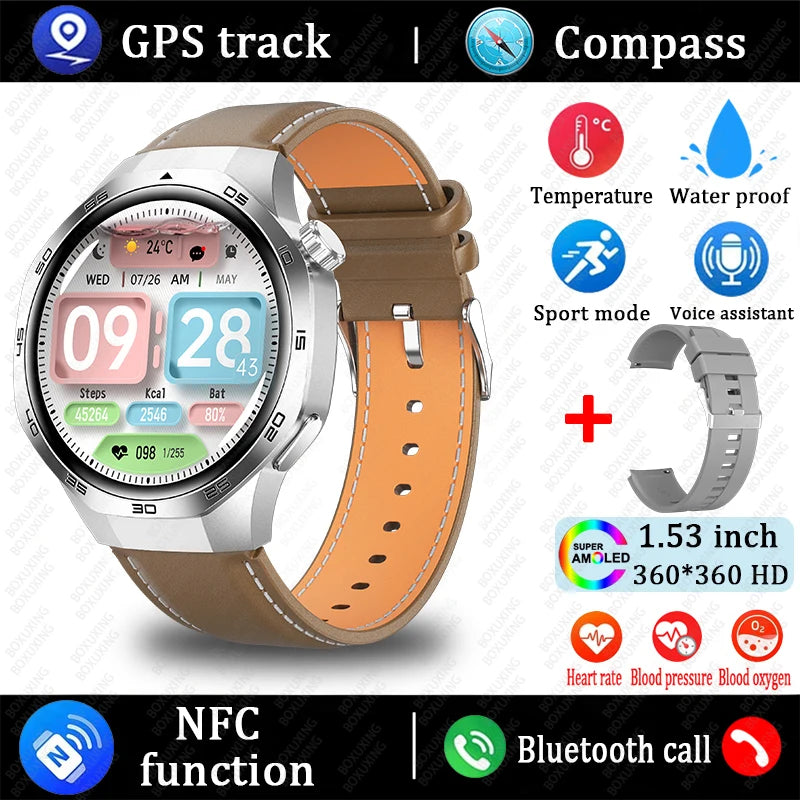 New GT5 Pro Smart Watch Men AMOLED HD Screen GPS NFC Heart Rate Bluetooth Call Watch 5 MAX IP68 Waterproof SmartWatch Man