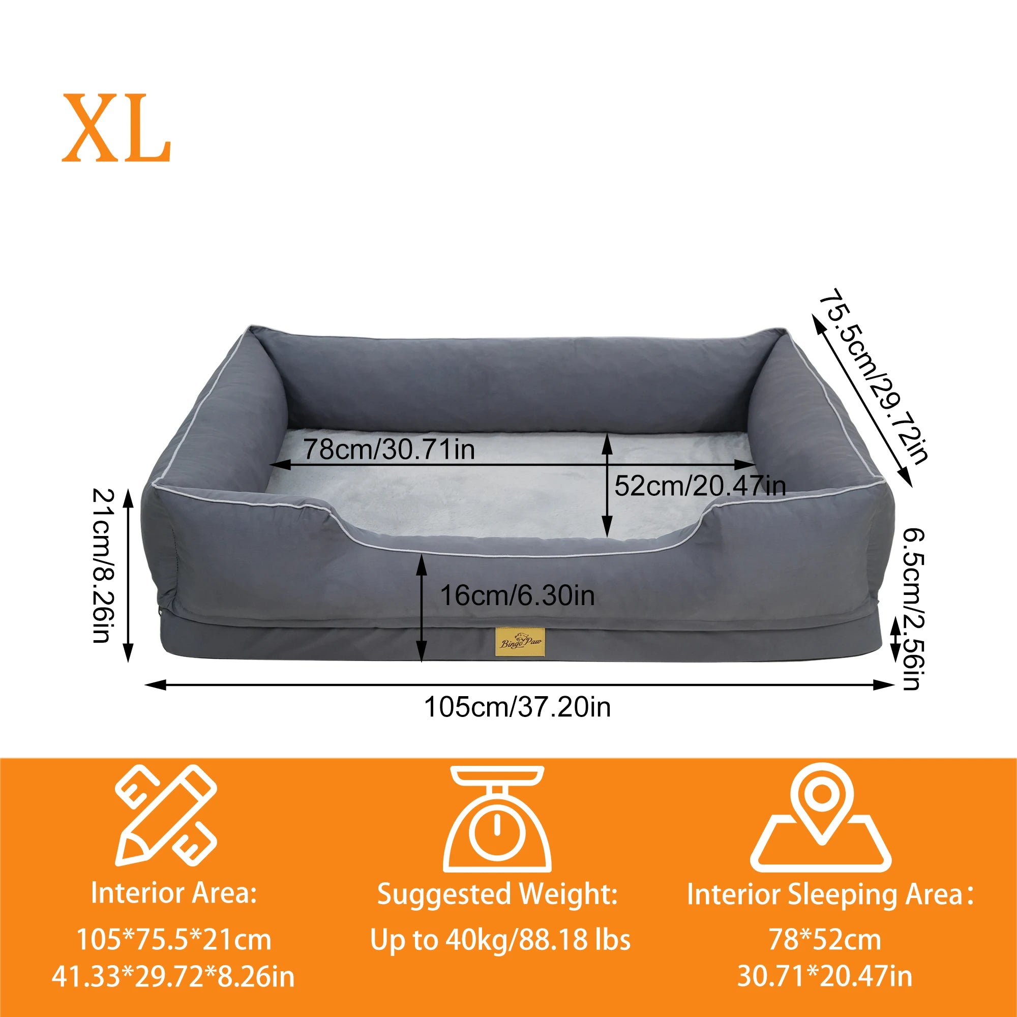 M/L/XL/2XL/3XL Orthopedic Dog Beds Oxford Bolster Foam Base Pet Dogs Couch Sofa Lounger Bed Waterproof Lining Removable Cover