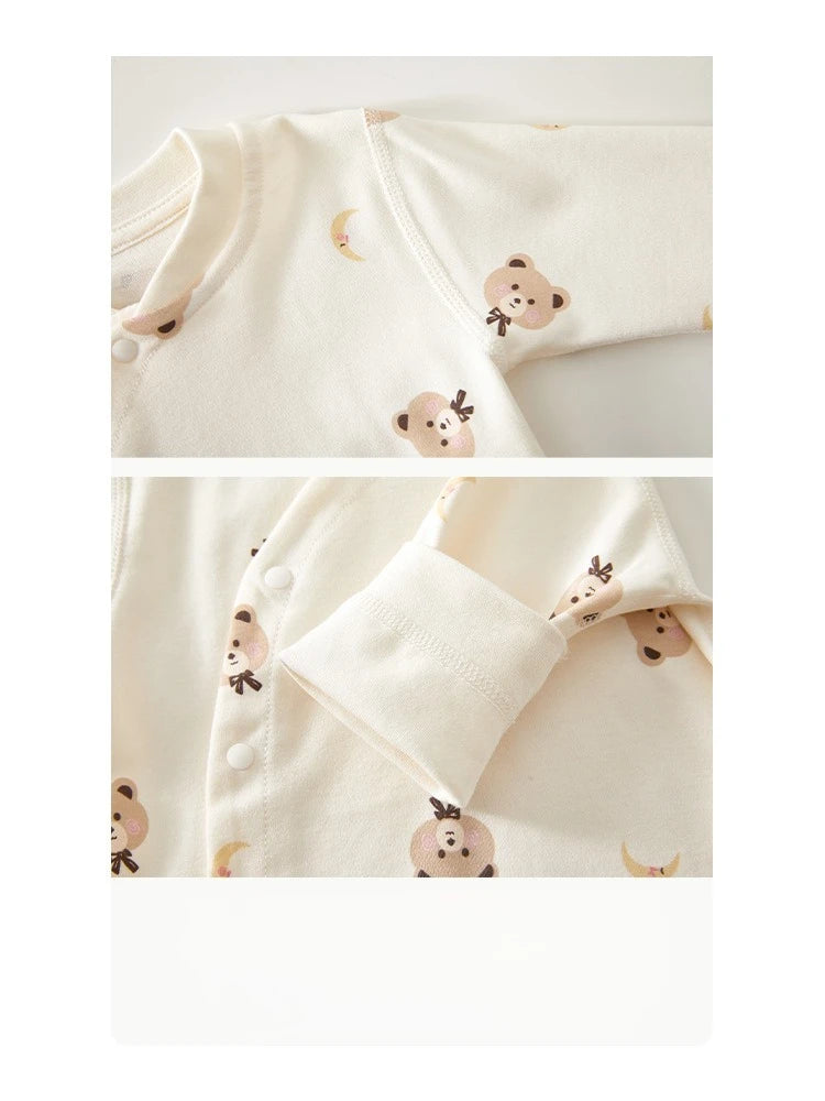 Baby Cartoon Print Pajama Set 2-Piece – Pure Cotton Top & Pants for 3M–18M - I YAN