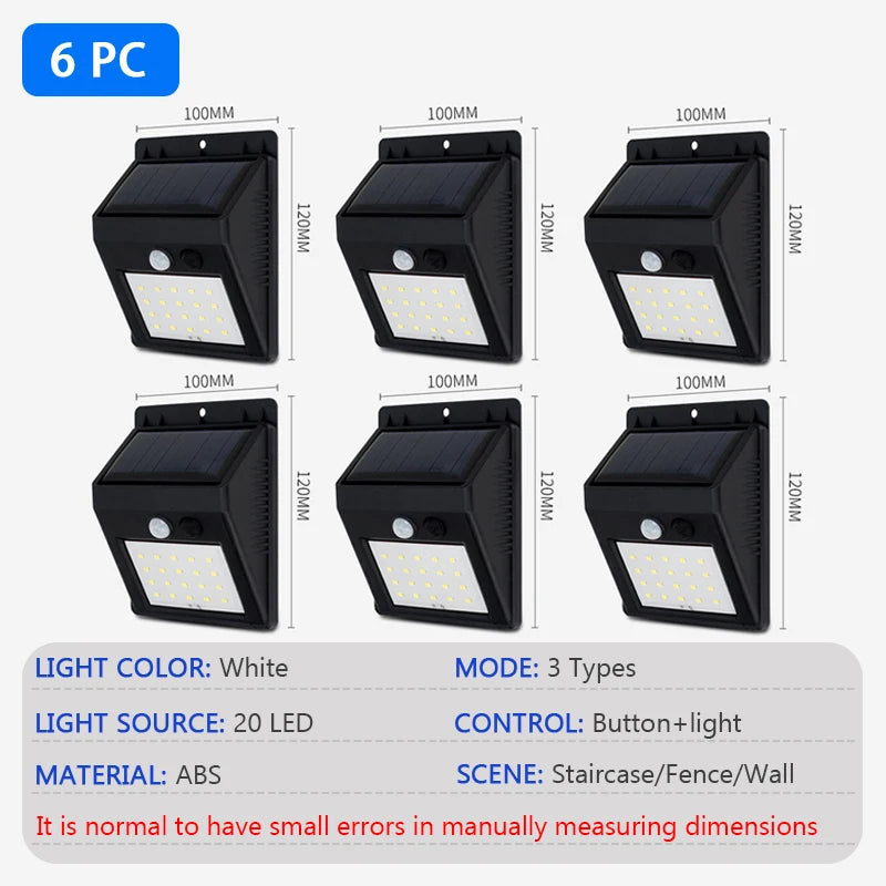 Modern LED Solar Wall Lamp Outdoor PIR Motion Sensors Waterproof Light Courtyard Decoration Lightsporch Garden Fence Path Lights