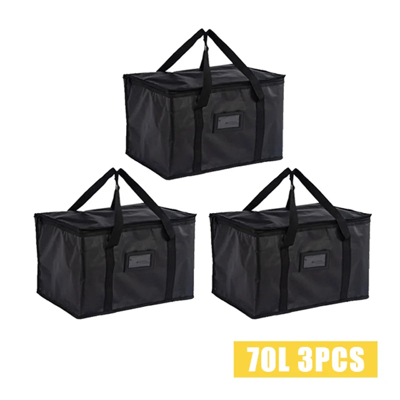70L Insulated Thermal Cooler Bag Insulation To Keep Cold Large Capacity Portable Lunch Bag Zip Picnic Camping Tin Foil Food Bag