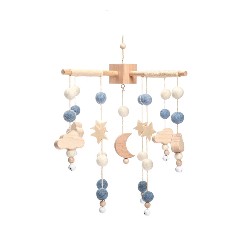 Wooden Baby Crib Mobile with Music Box – Bed Bell Hanging Rattle for Newborns 0-12M - I YAN