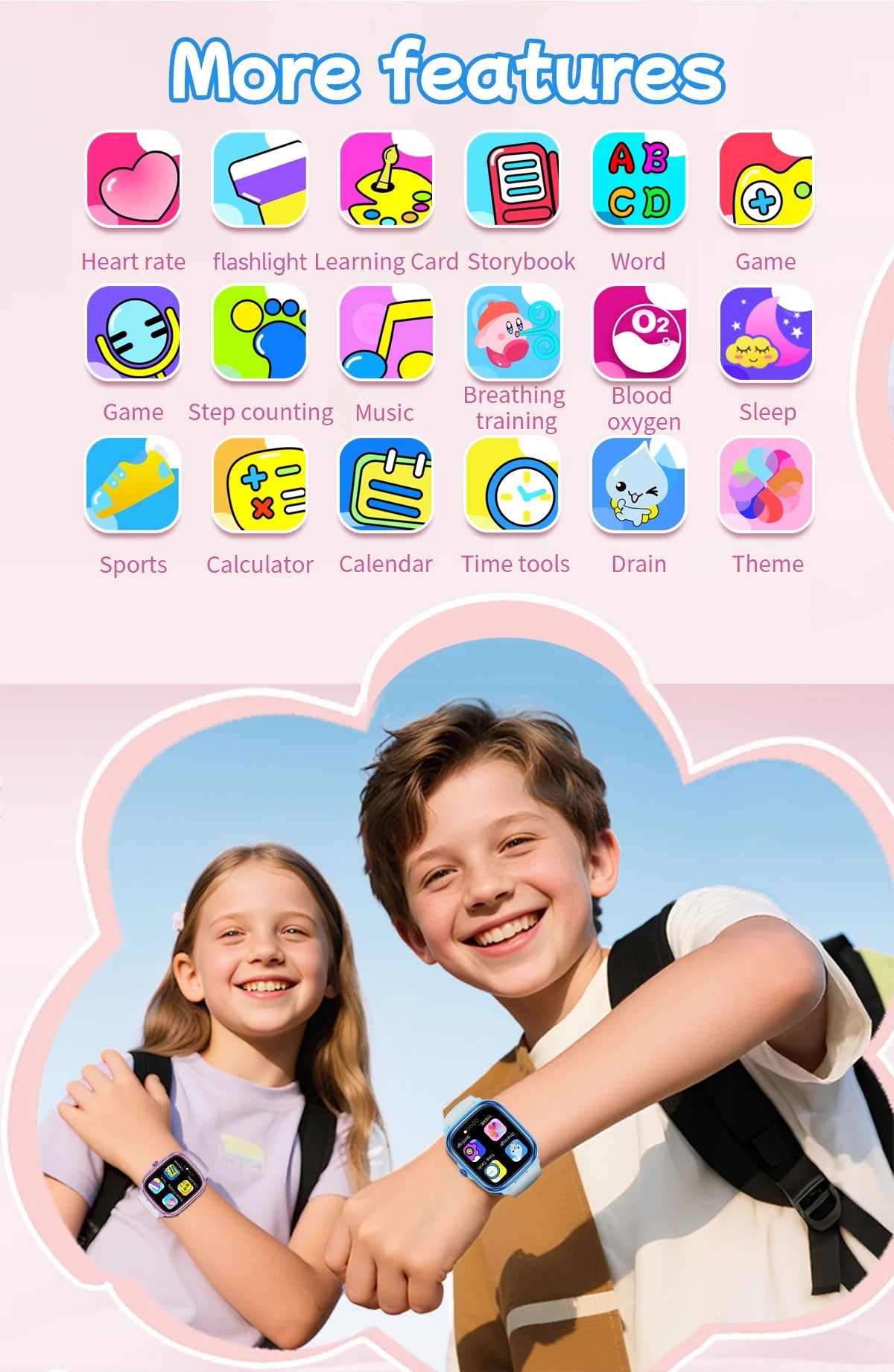 2026 Children's Smart Watch Multiple Learning Modes – Early Education Health Monitor LED Flashlight IP68 Waterproof - I YAN
