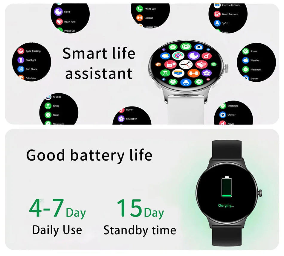 2025 Ultra-thin Durable Women Smart Watch 1.43" Amoled Screen Wireless Call Sports Health Fitness Women Watches For Android iOS
