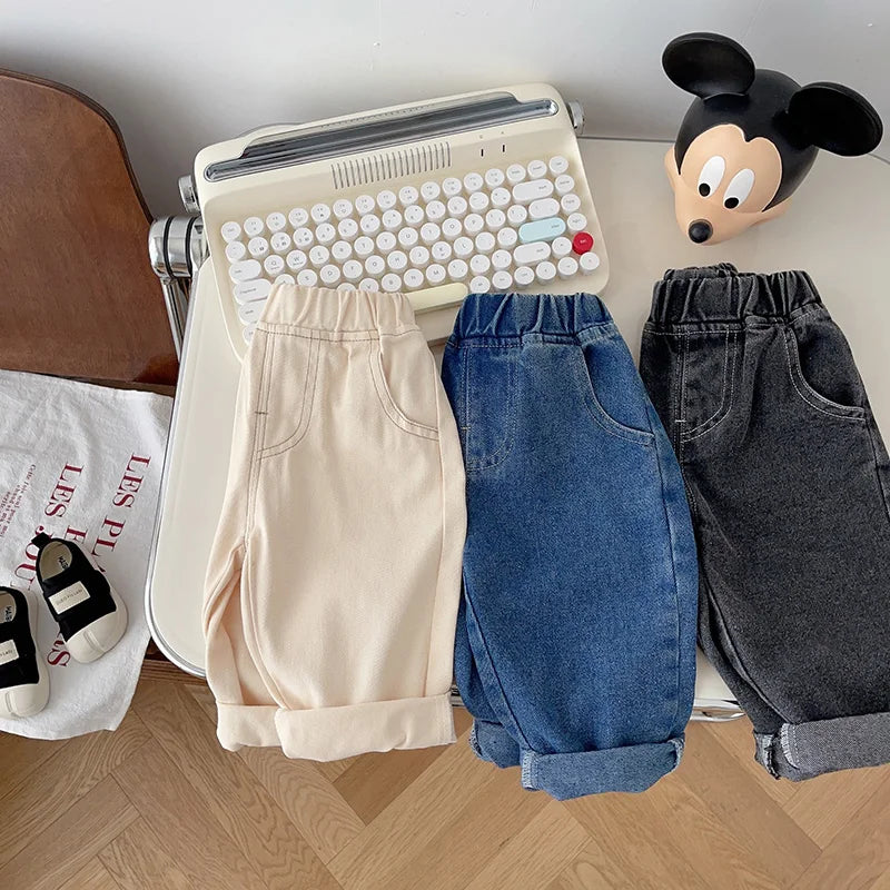 Spring Autumn New Baby Pants Casual Denim 9M-5T Kids  Straight Jeans Soft Toddler Girls Fashion Trousers 3 Colors