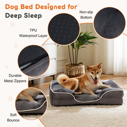 I YAN JHK orthopedic dog bed with memory foam, washable cover, non-slip base, waterproof liner for small dogs and cats.