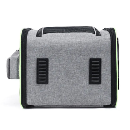 Expandable I YAN cat carrier backpack with shade cover and breathable mesh, perfect for traveling with small cats and dogs.