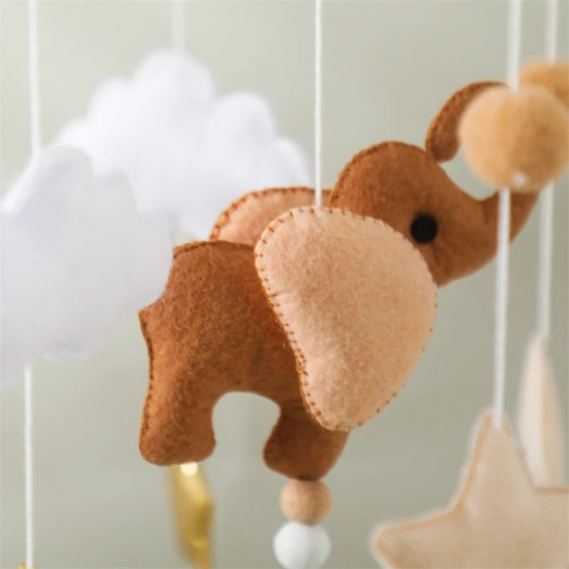 Hot Air Balloon Wooden Baby Crib Mobile – Musical Bed Bell & Rattles for Newborns 0–12M - I YAN