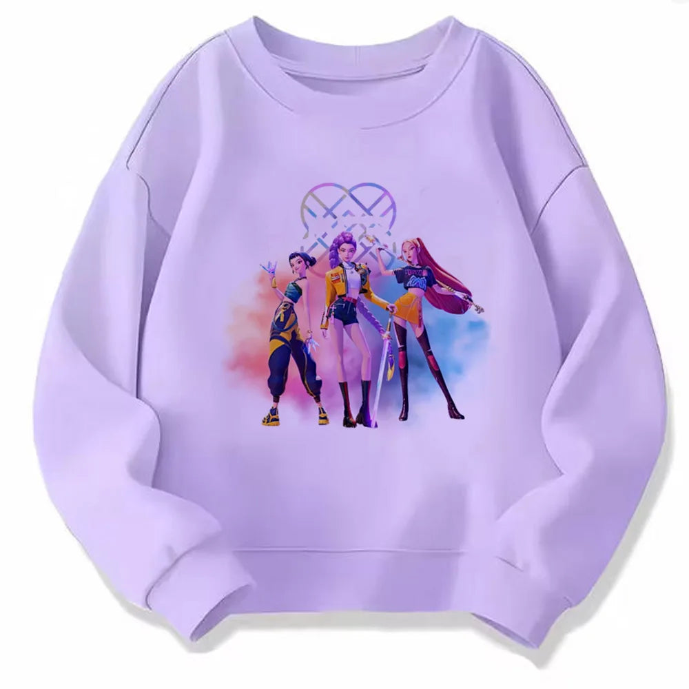 Movie Fans Gift Hoodie Girls Kids Huntrix Kpop Demon Hunters Children's Sweatshirt Cute Tiger Harajuku Hoody for Boys Girls