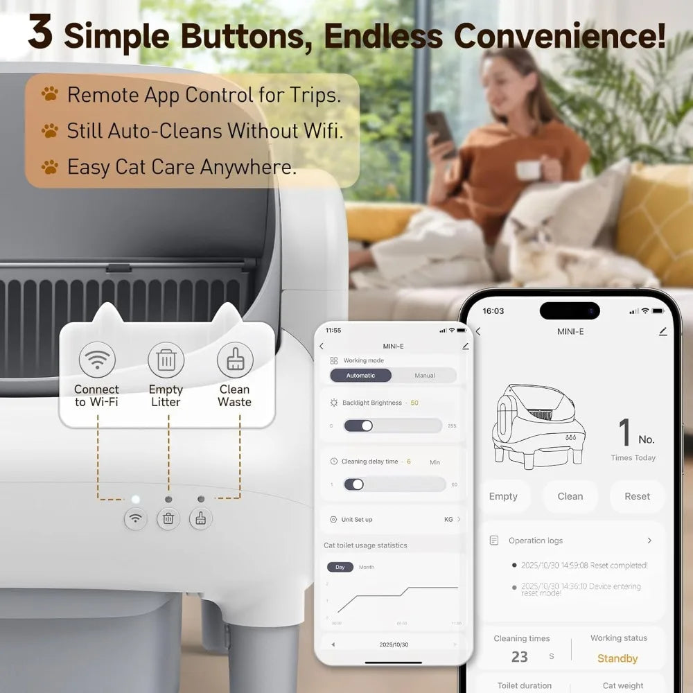 Smart Auto Self-Cleaning Litter Box – 10.5L Waste Bin, 14-Day Capacity & App Health Monitoring for Multi-Cat Homes