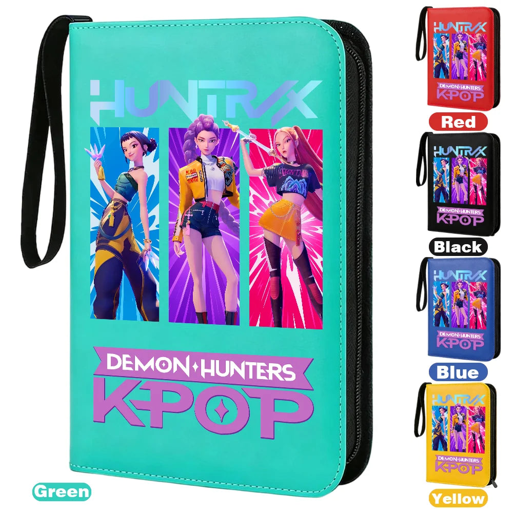 Demon Hunters card album binder by I YAN with 400 pockets, PU zipper holder, suitable for trading cards and collectibles.