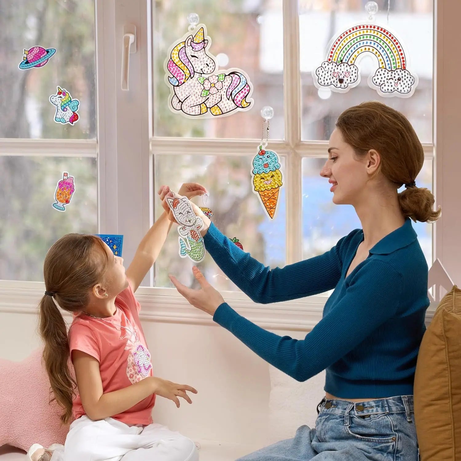 JOYFY 16 projects gem painting kit by I YAN featuring colorful diamond gems for kids ages 6-12, craft activity for girls.