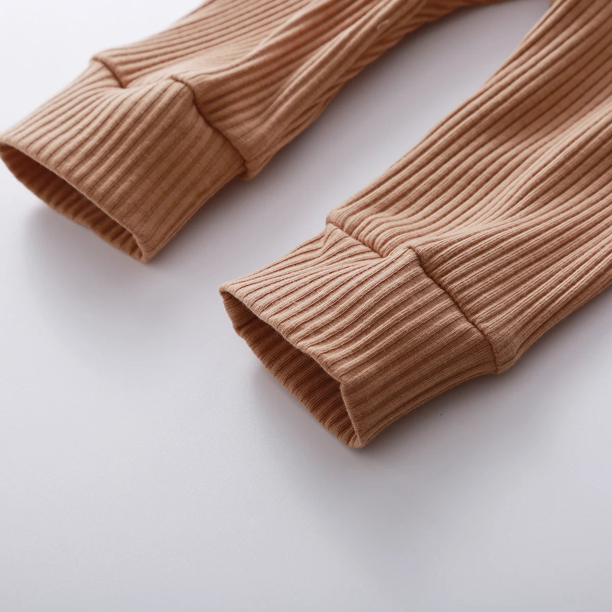 Infant girl and boy spring autumn ribbed and plaid clothes set with long sleeve bodysuits and elastic pants by I YAN