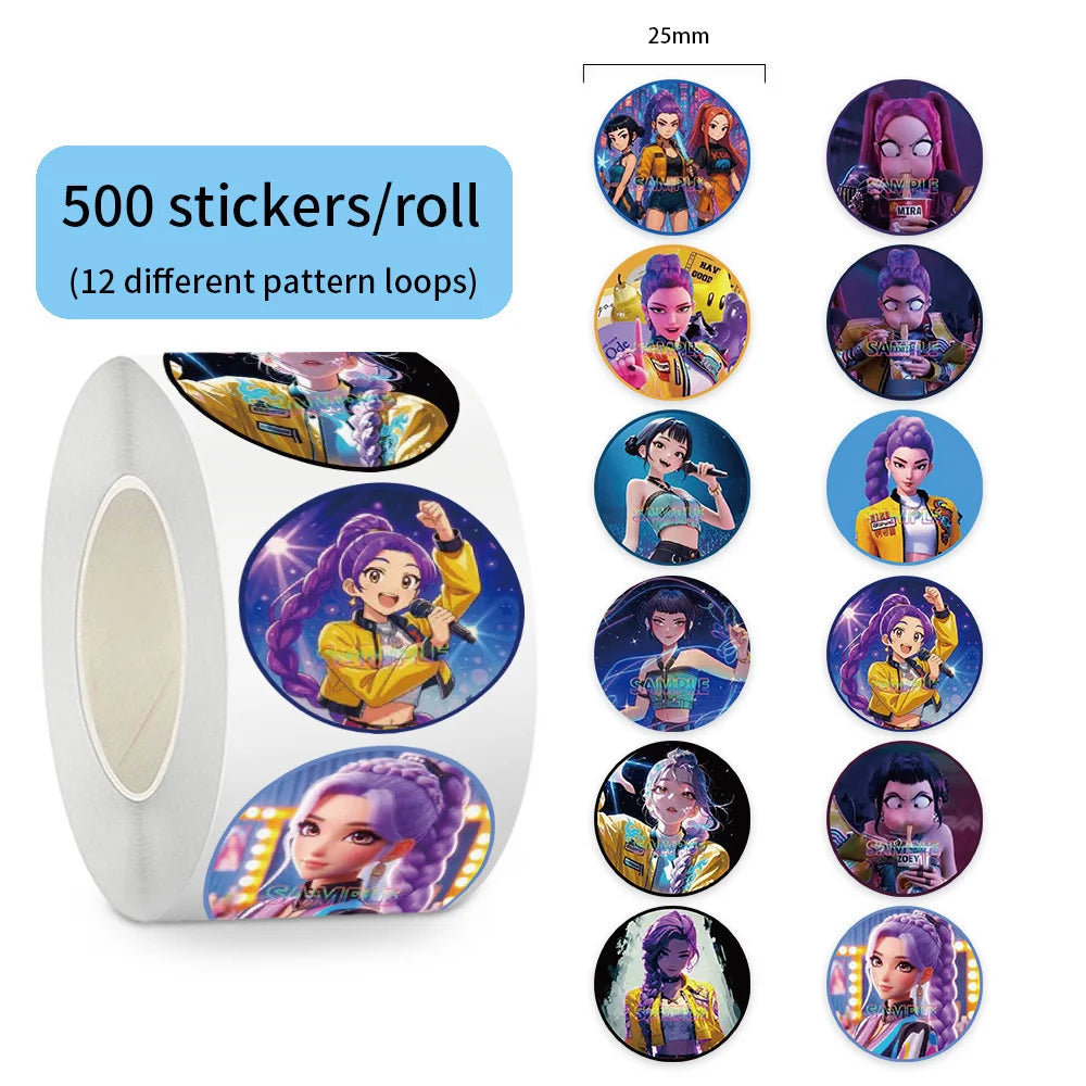 500Pcs Tiger Theme Anime KPop Stickers Roll DIY Waterproof Decals for Scrapbook Phone Luggage Skateboard Laptop Decor