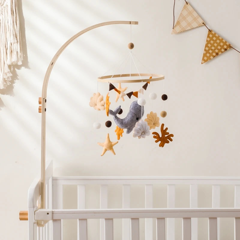 Crochet Stars Baby Crib Mobile – Wooden Bed Bell Hanging Toy for Newborns 0-12M - I YAN