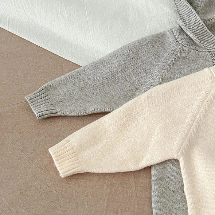 2026 New Spring 0-24M Toddler Baby Boys Girl Knitted Romper Long Sleeved Solid Color Hooded Infant Baby Knitted Jumpsuit