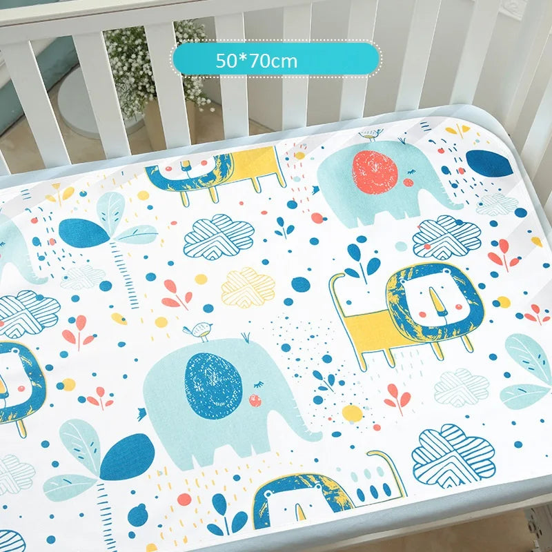 Waterproof baby changing pad cover by I YAN, reusable bed pad and travel mattress protector with soft fabric and secure fit for infants.