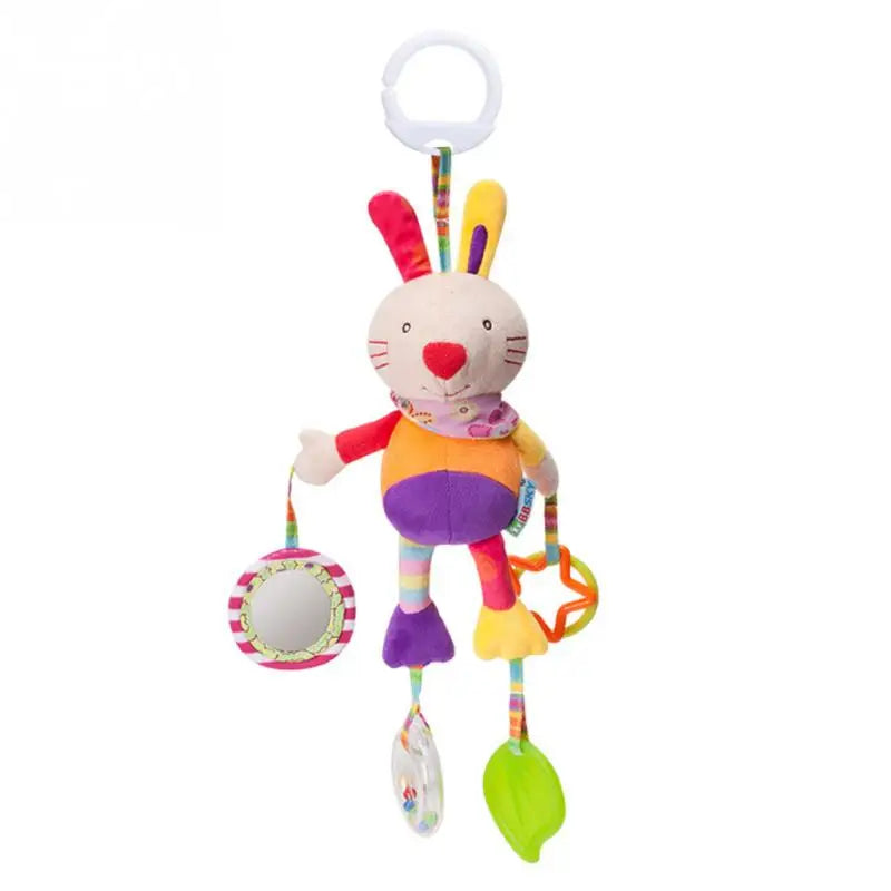 Soft giraffe zebra plush handbells and rattles infant toy with teether, ideal for baby development and newborn gifts by I YAN