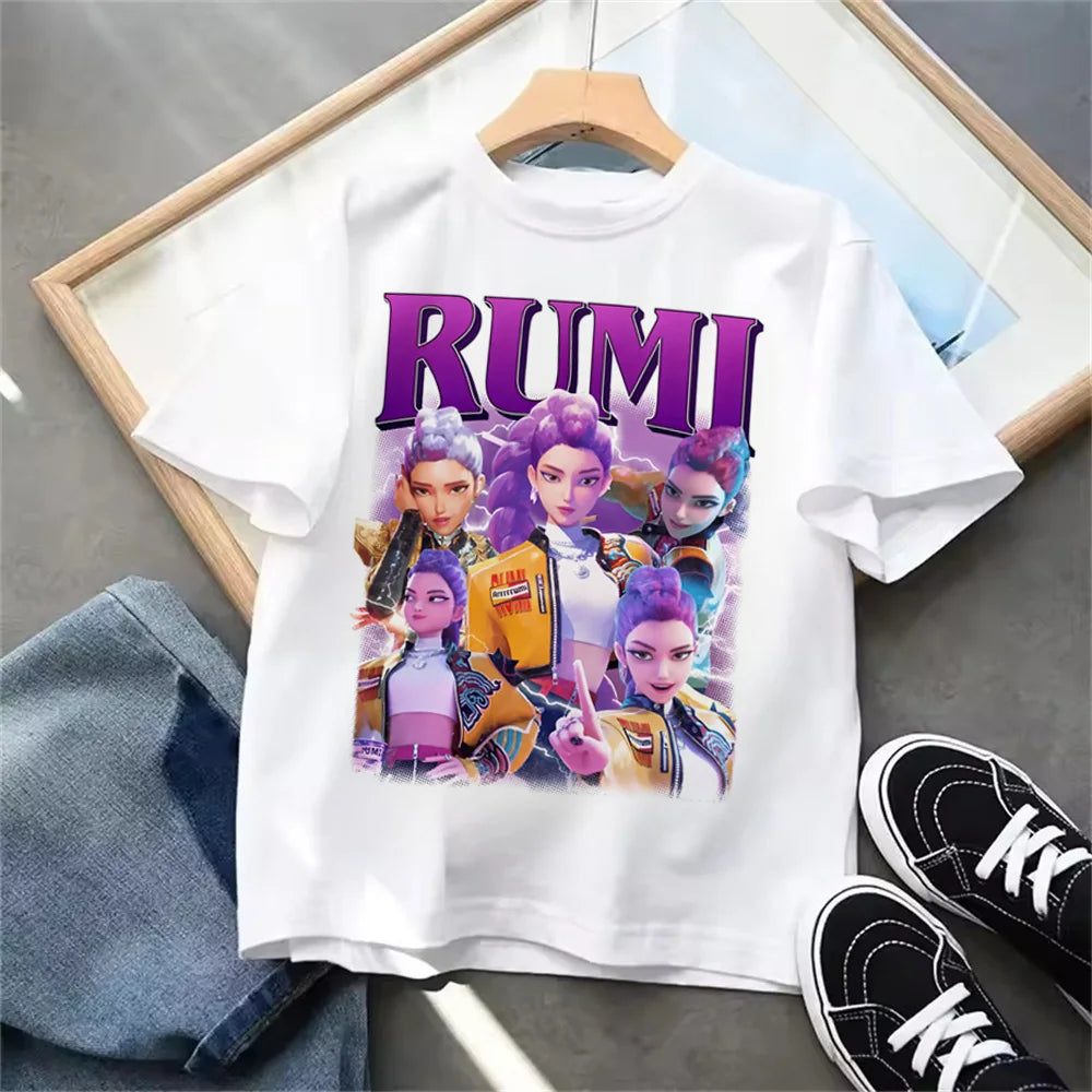 Summer 2025 New KPop Demon Hunters Kids Girls Boys T-shirt Children's Clothing T Shirt Casual O-Neck Short Sleeve Tops