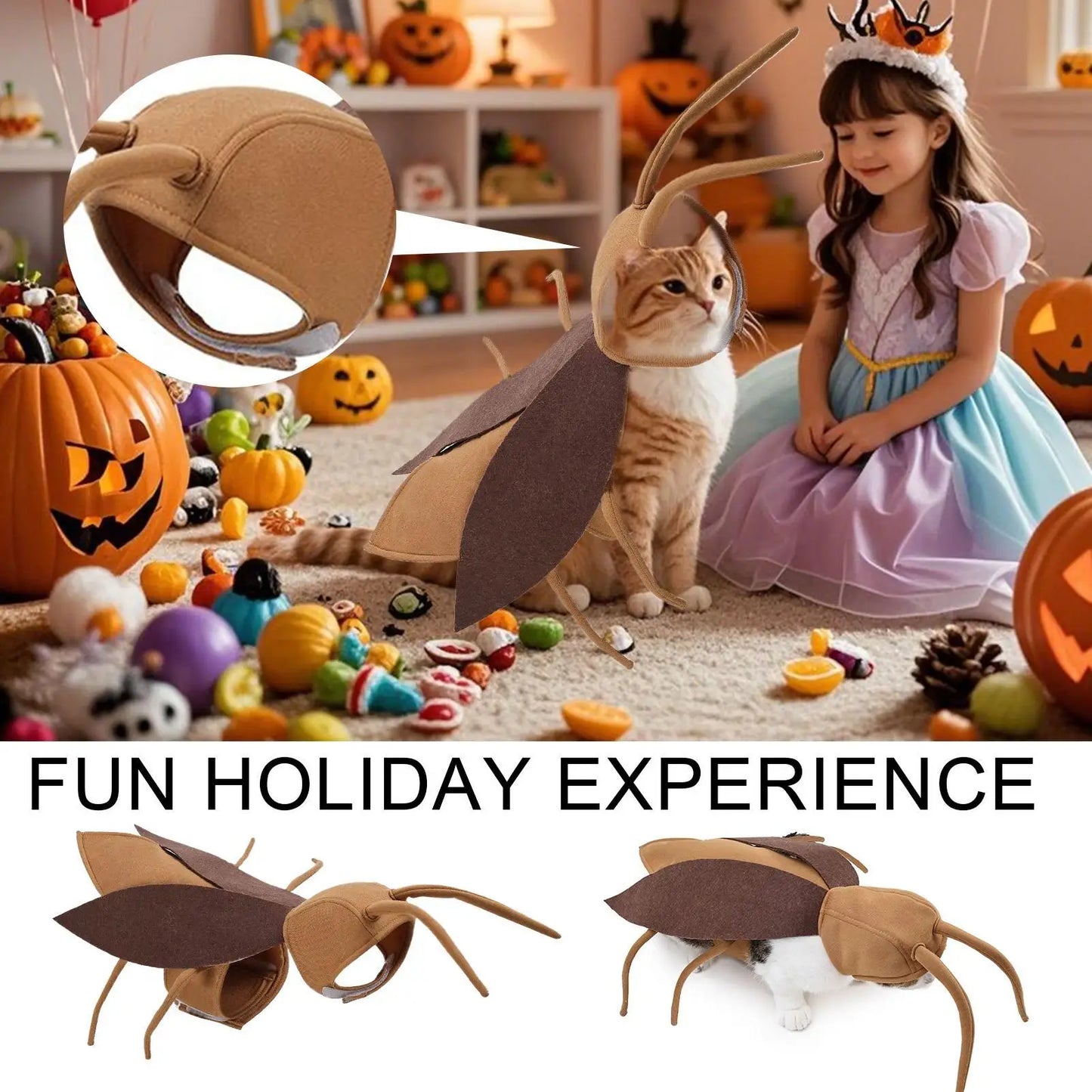 Cat Cockroach Costume Soft Cat Cockroach Clothing Realistic Breathable Clothing Accessories For Cosplay Outfit Kitten Dog