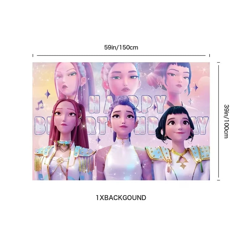 K-Ppop Demon Hunter Disposable Tableware Set Paper Cups And Cake Topper for Birthday Christmas Party Supplies Favors Gift Bag