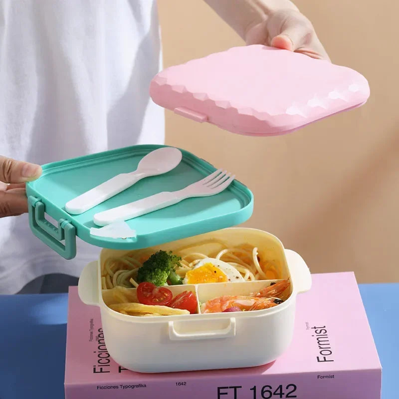 I YAN 800ml BPA-free lunch box with spoon and fork, microwave-safe, portable for students and office workers, KPop design