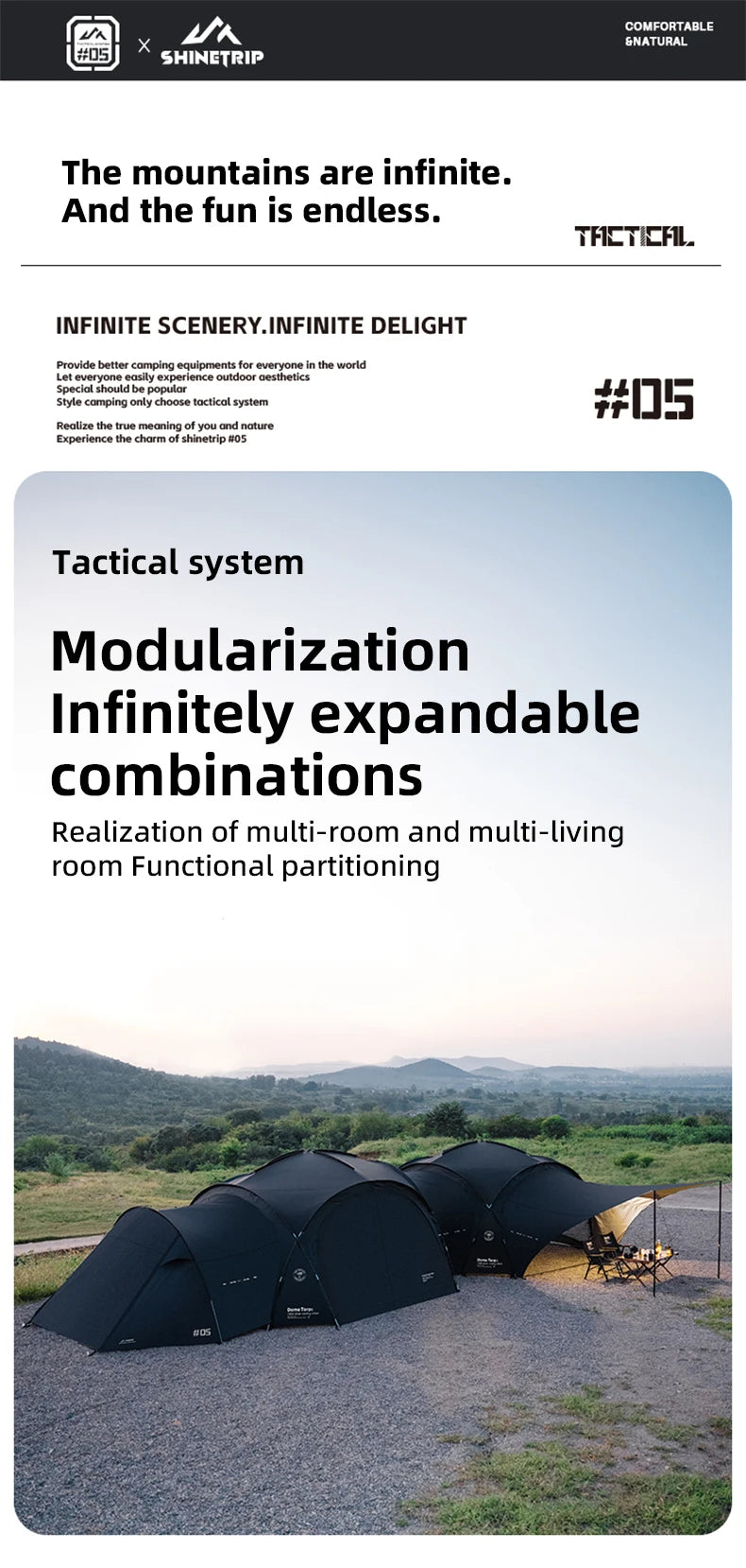 ShineTrip Outdoor Dome Tent Rainproof Sunproof Self Drive Waterproof Shade Coated Silver Canopy Camping Combination