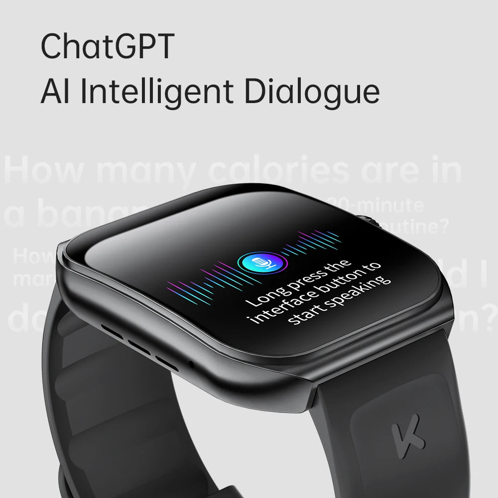 KUMI KU7 Smart Watch 1.96" AMOLED AI Voice Assistant Bluetooth Call NFC IP68 Waterproof SOS Heart Rate SpO2 Fitness