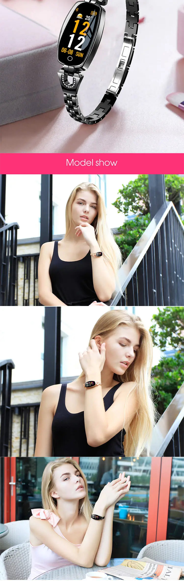 Lemonda H8 Stainless Steel Sleep Heart Rate Tracker Smart Watch with Call Reminder Waterproof Touch Screen Online Sports