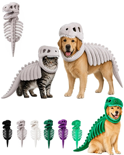 3D plush T-Rex dinosaur pet costume for cats and dogs by I YAN, featuring a detailed T-Rex dinosaur design perfect for Halloween.