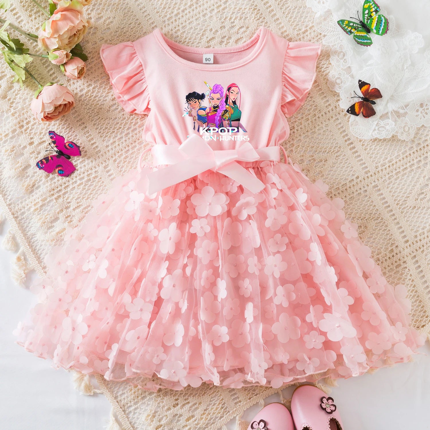 K-Pop Hunters Zoey Mira Rumi Summer Dress for Girls 2-6Y Bow Tutu Butterfly Kid's Princess Dress Elegant Wedding Party Dress