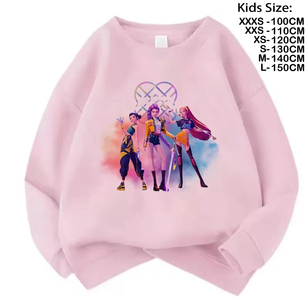 Movie Fans Gift Hoodie Girls Kids Huntrix Kpop Demon Hunters Children's Sweatshirt Cute Tiger Harajuku Hoody for Boys Girls