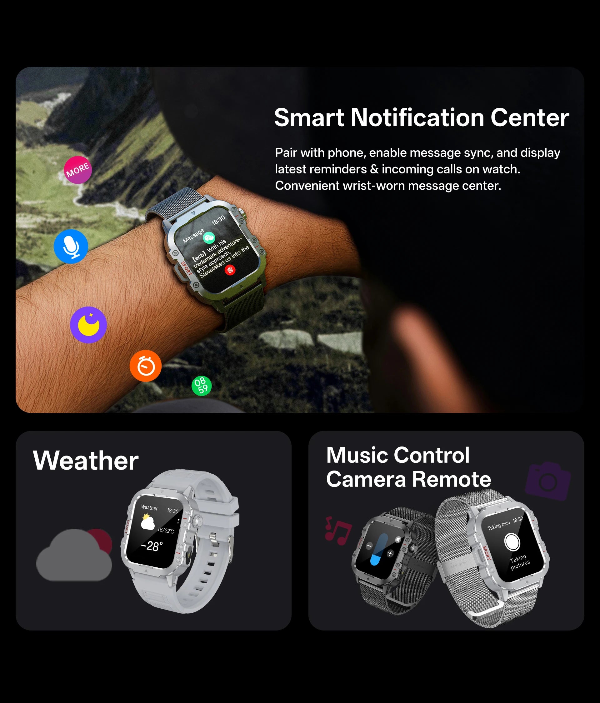 Smart Watch Android Phone 1.44'' Inch Color Screen Bluetooth Call Blood Oxygen/Pressure Monitoring Smart Watch Women Men