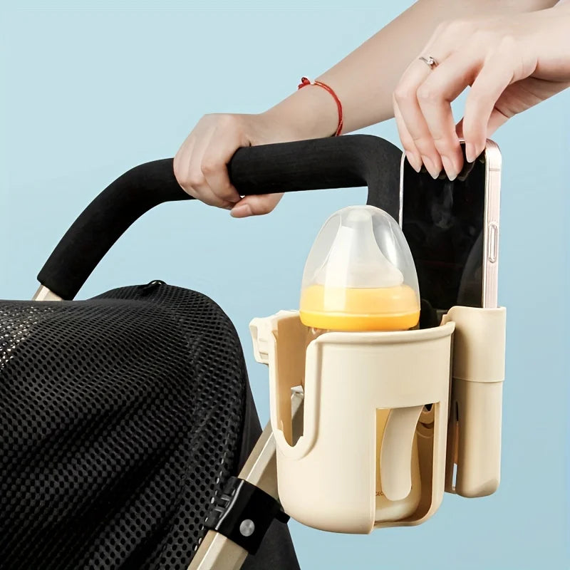 2-in-1 Universal Stroller Water Cup Holder With Phone Holder, Universal Bottle Holder For Wheelchair stroller Accessories