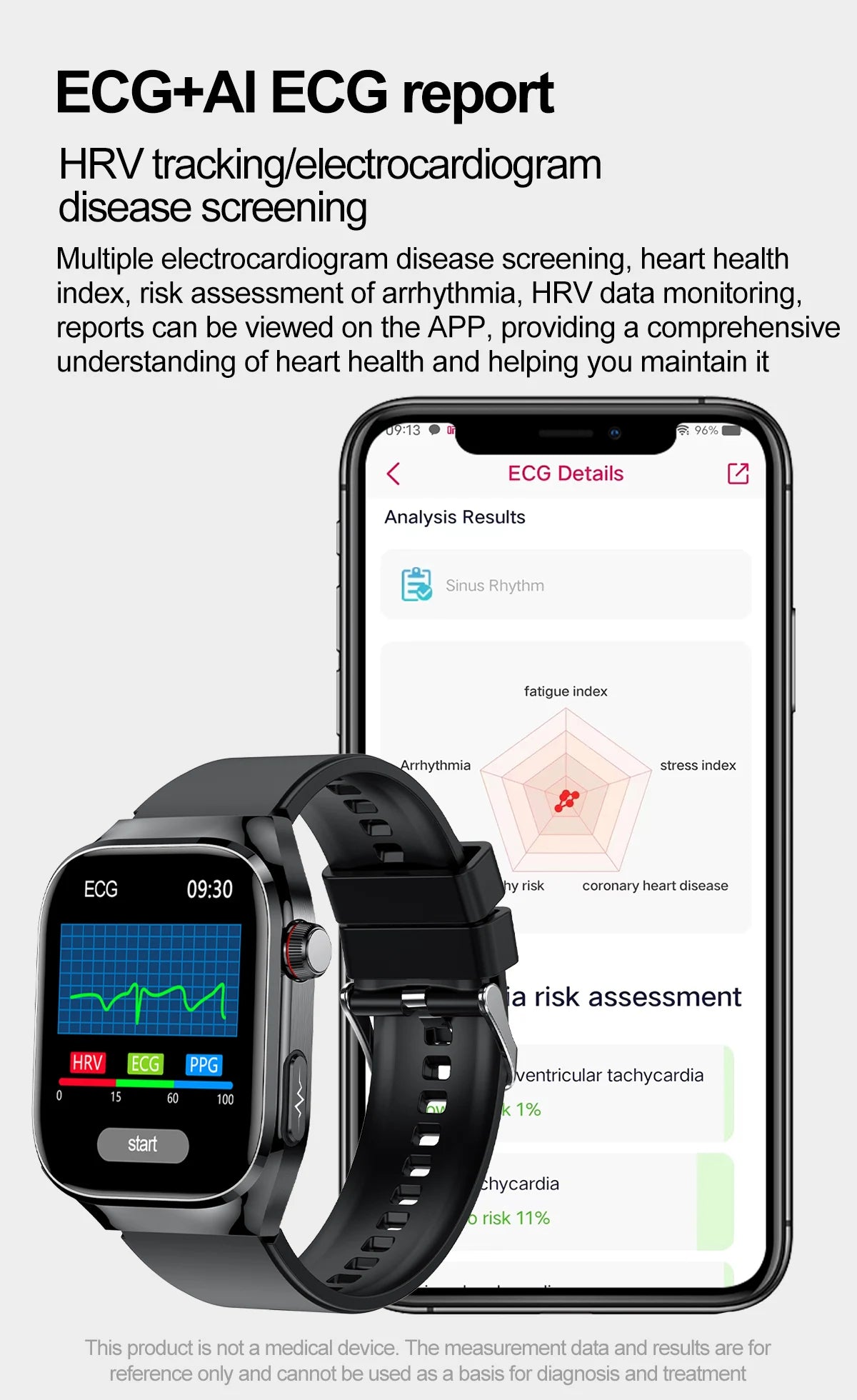I YAN Micro Physical Examination Smart Watch for men showing digital display and health tracking features on a sleek black smartwatch.