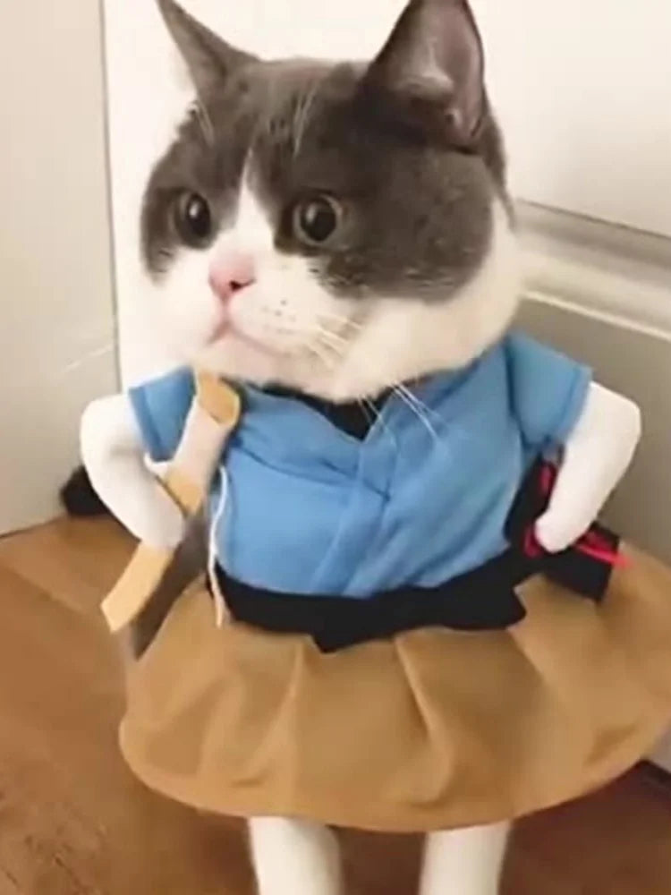 Cute Japanese Kimono pet costume for dogs and cats, I YAN yukata dress with traditional design, perfect for parties and cosplay.