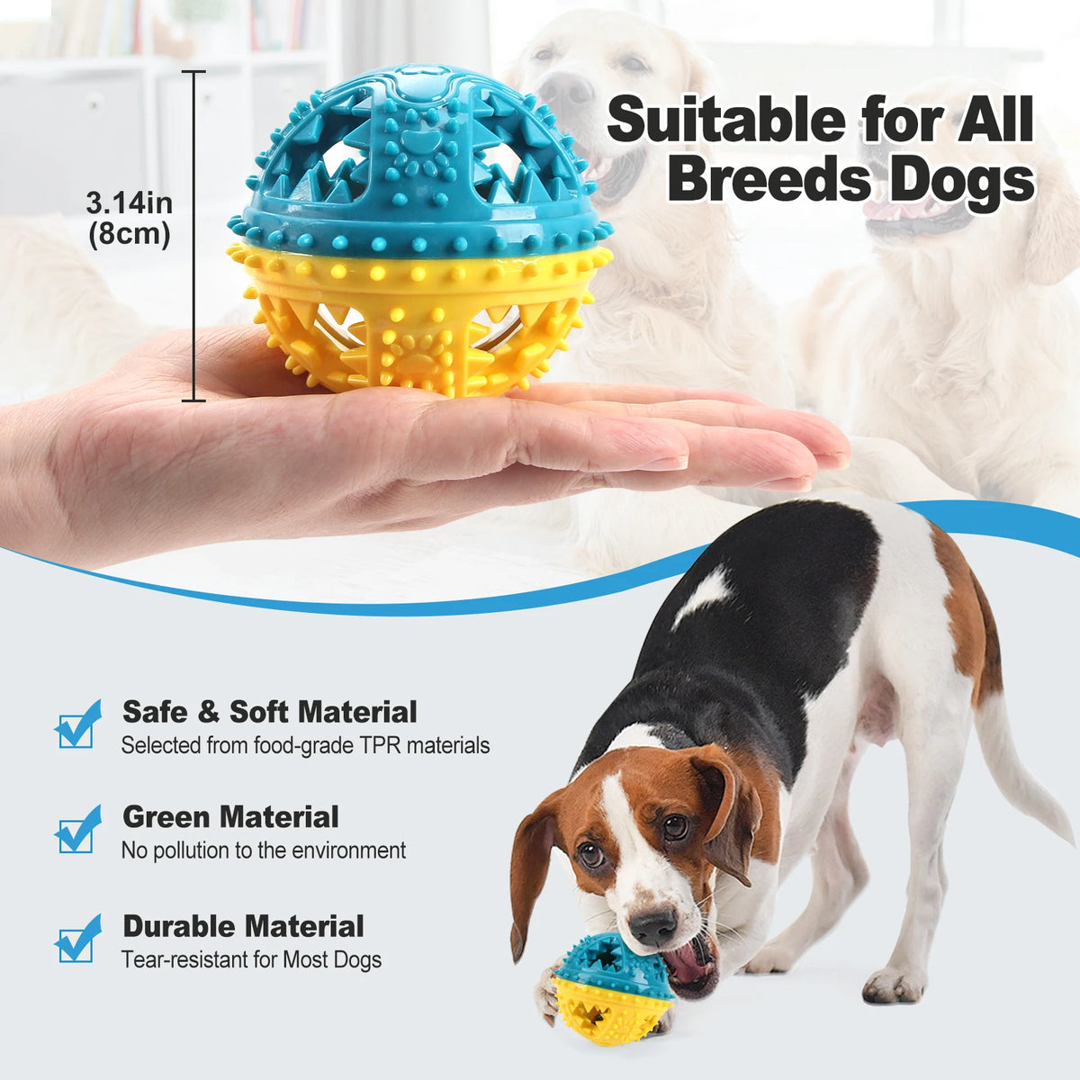 I YAN dog chew toy with leaking food ball, grinding teeth, sound features, and interactive design for pet training and dental cleaning