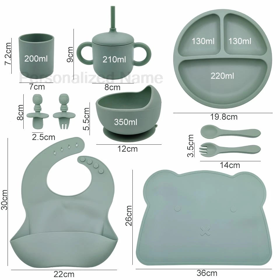 Silicone Baby Feeding Set 10 Pcs – BPA Free Kids Tableware - I YAN