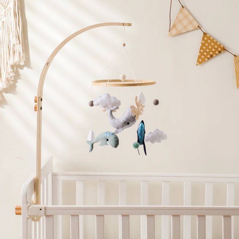 Crochet Stars Baby Crib Mobile – Wooden Bed Bell Hanging Toy for Newborns 0-12M - I YAN