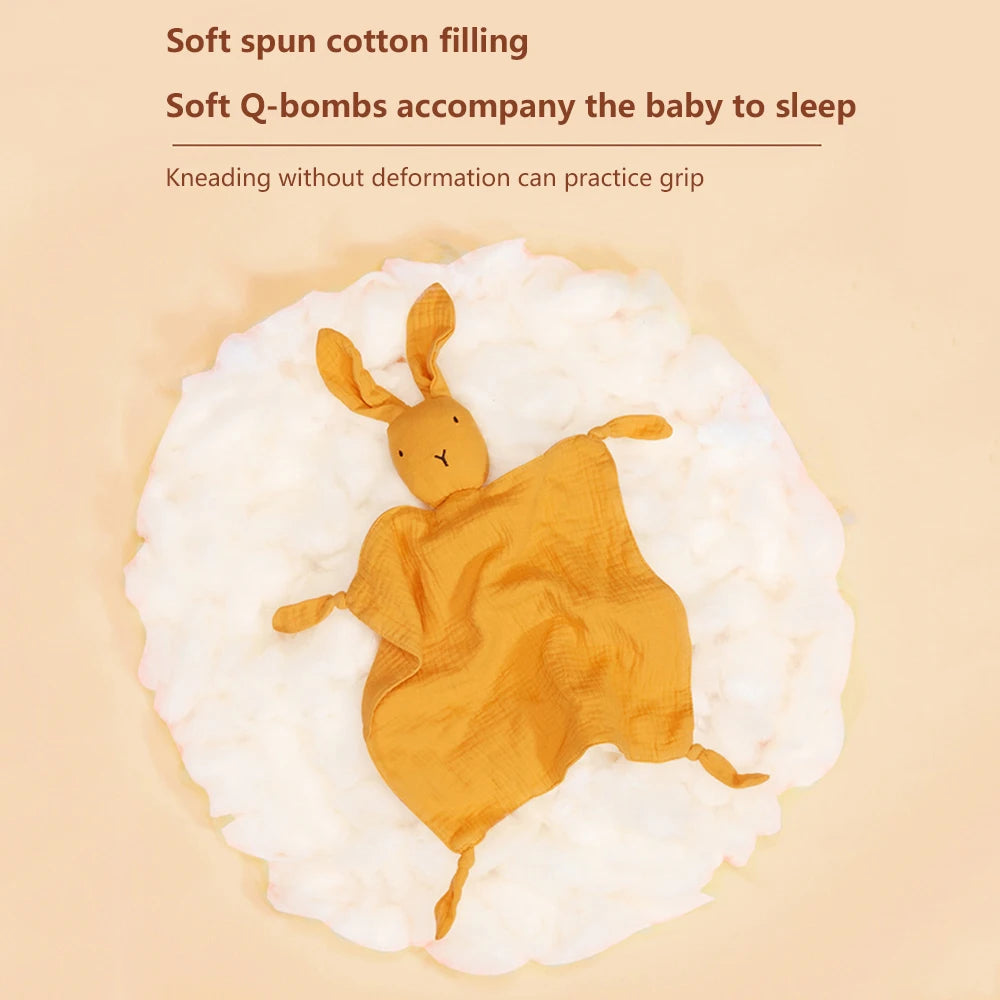 Soft I YAN baby cotton muslin comforter blanket with sleeping doll, ideal for newborns and kids, soothing and lightweight.