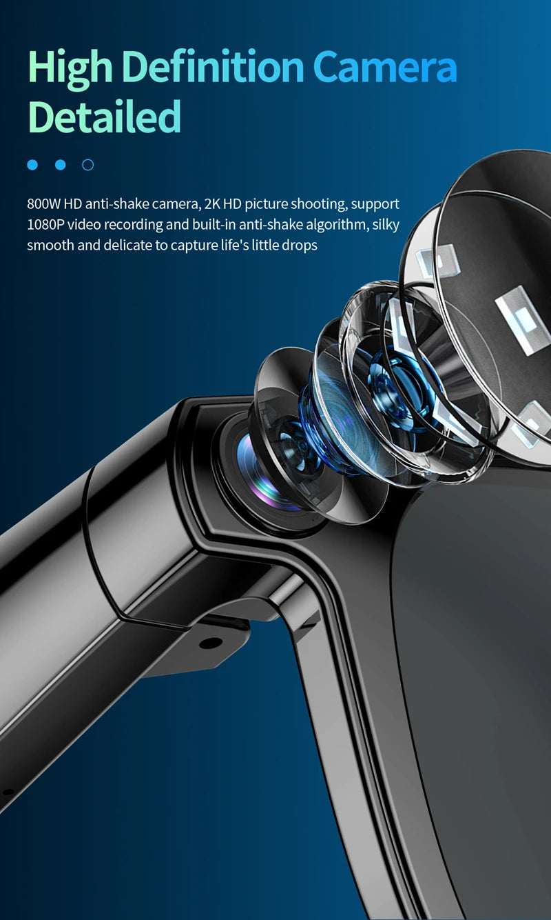 New AI Smart Glasses 800W HD Camera Black Technology Image Translation Chat GPT Video Call Photo Waterproof For Men Women New