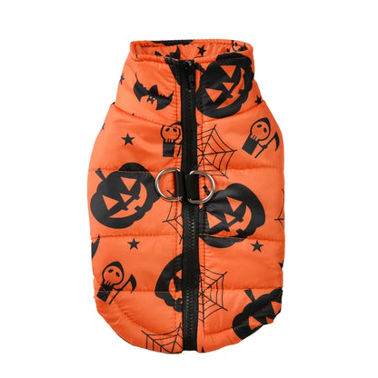 Halloween Pet Dog Costume Winter Warm Clothes For Small Medium Dogs Cat Funny Pumpkin Print Jacket Puppy Vest Coat Festival Gift