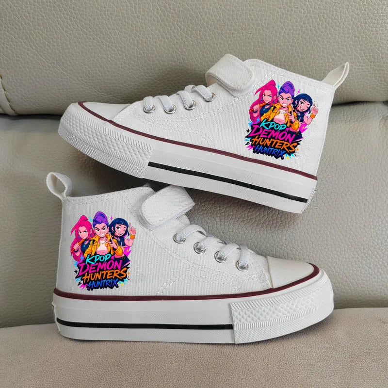 Children Casual Sneakers Girls' High-Top Canvas Shoes KPop Demon Hunters New Student Running Kids basket Shoes Rumi Tennis Shoes